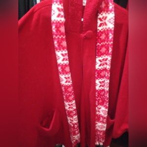 Osfa red hooded cape with scarf and gloves